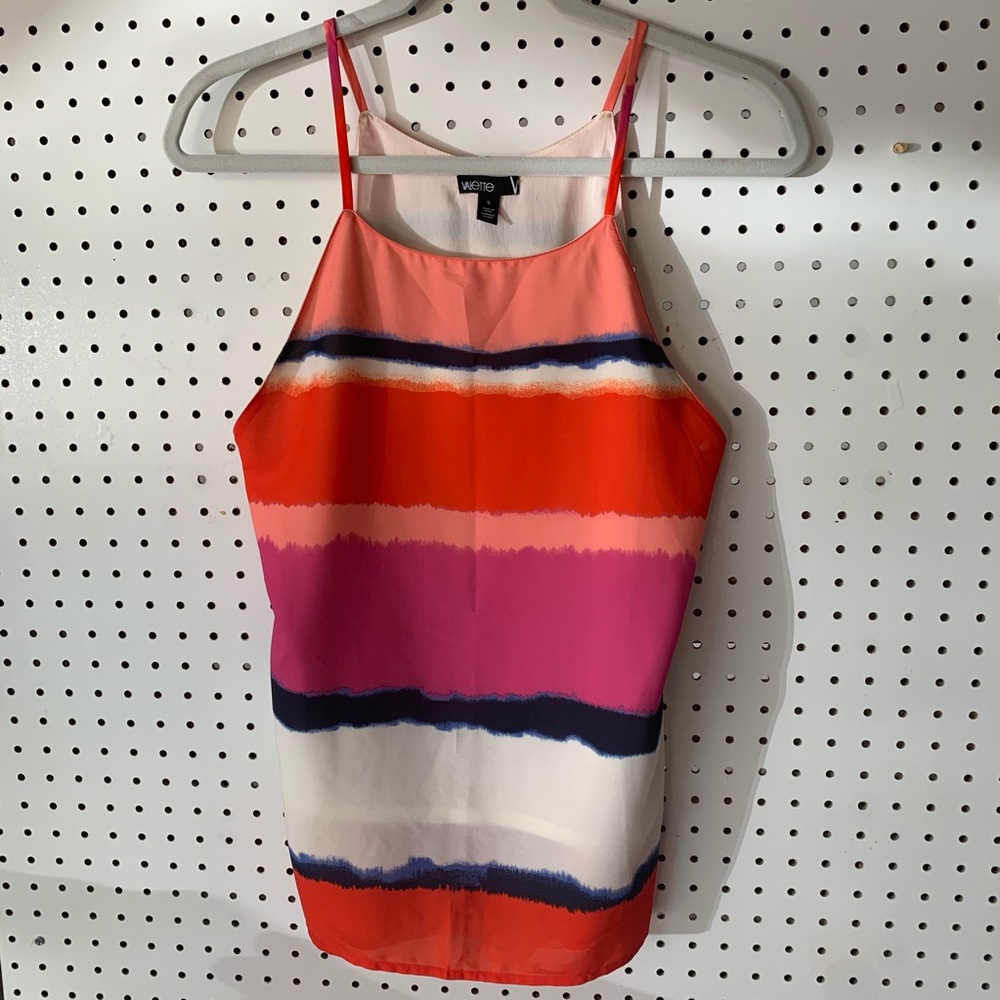 Valette Striped Boho Split Back Tank Top Small